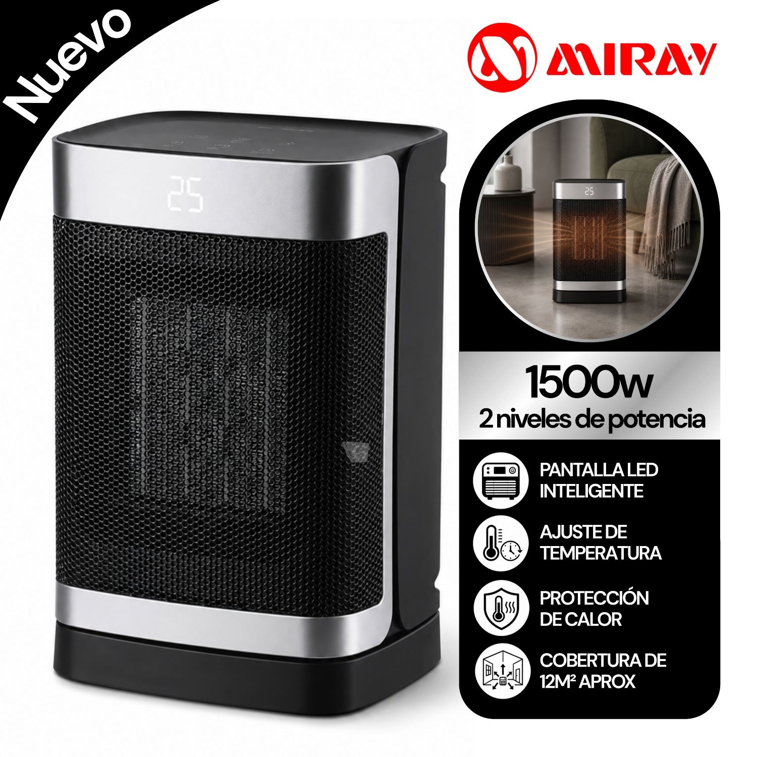 Estufa Termoventilador Led Miray ETM-46 12 m2
